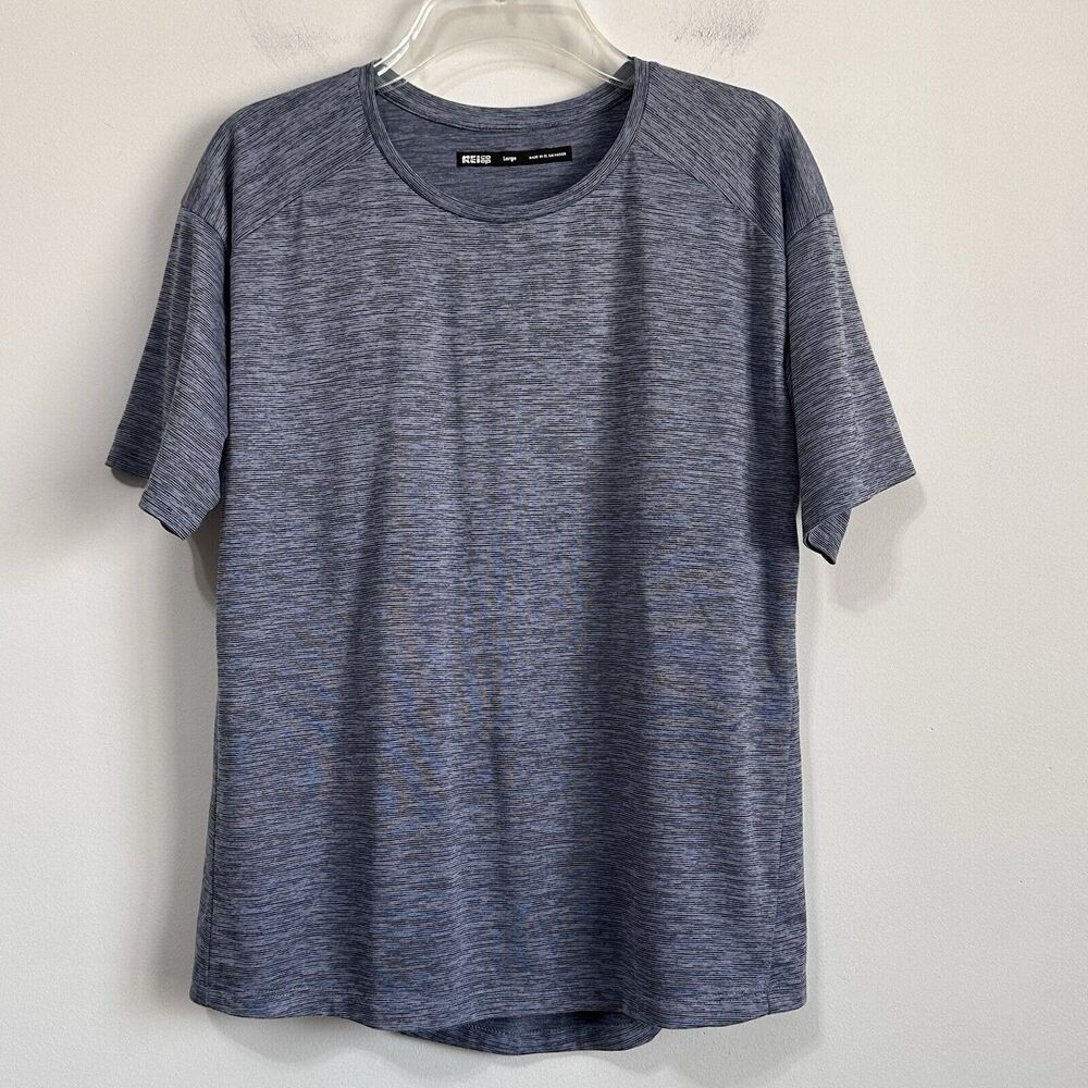 REI Coop Mens Blue‎ Heather Crew Neck T-Shirt L Short Sleeve Active Gym Casual